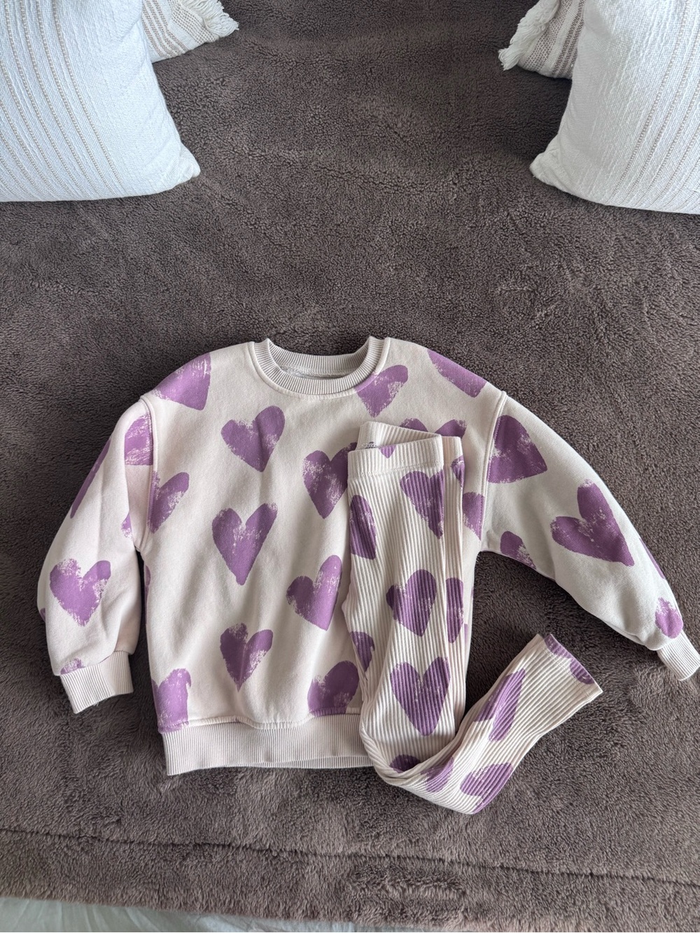 Zara Girls Purple Hearts Matching Sets Size 5 Years
